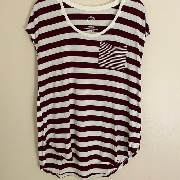 Maroon Striped Pocket Tee - Picture 8 of 12
